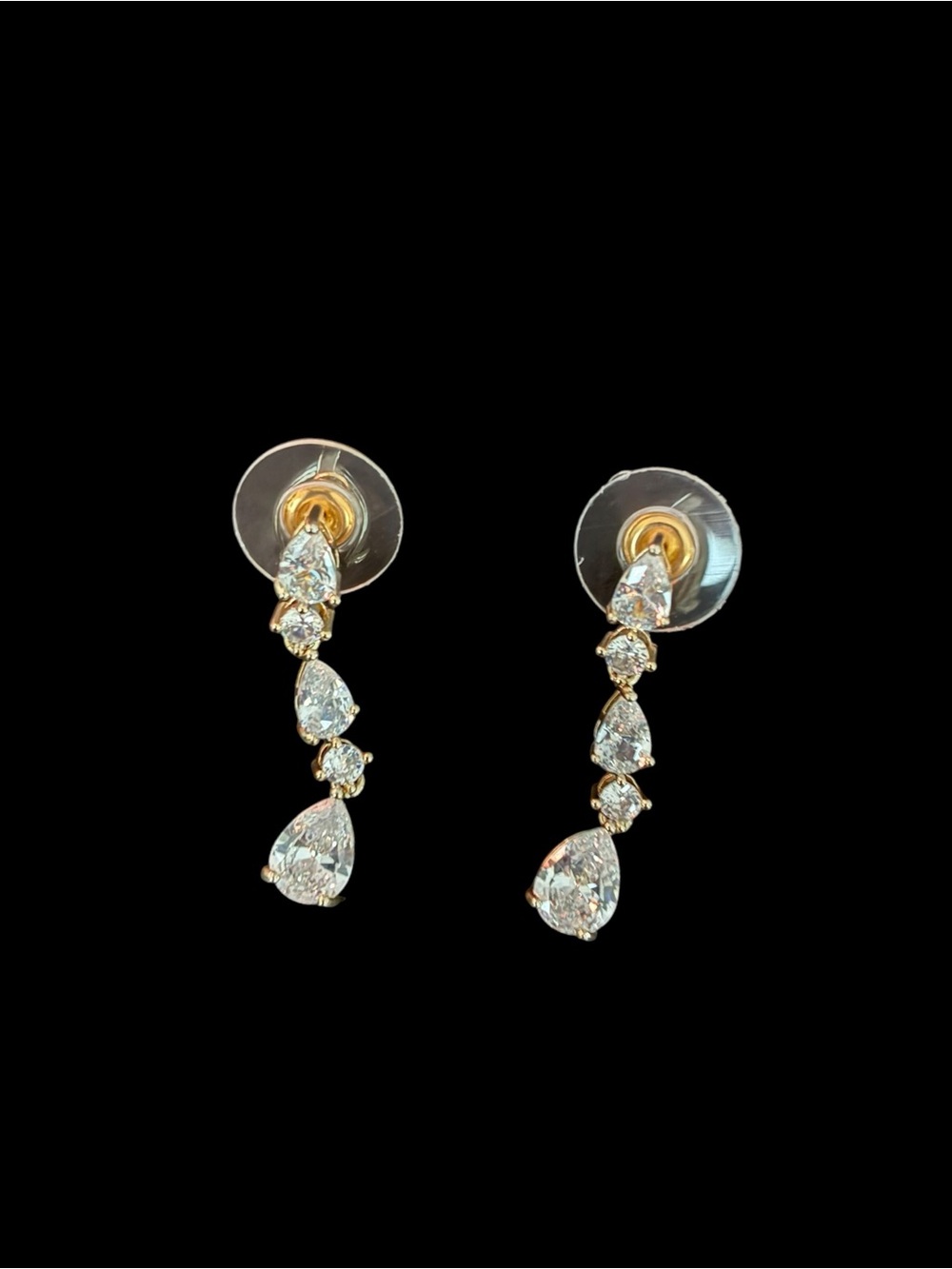 Gold Crystal Drop Earrings - Women
